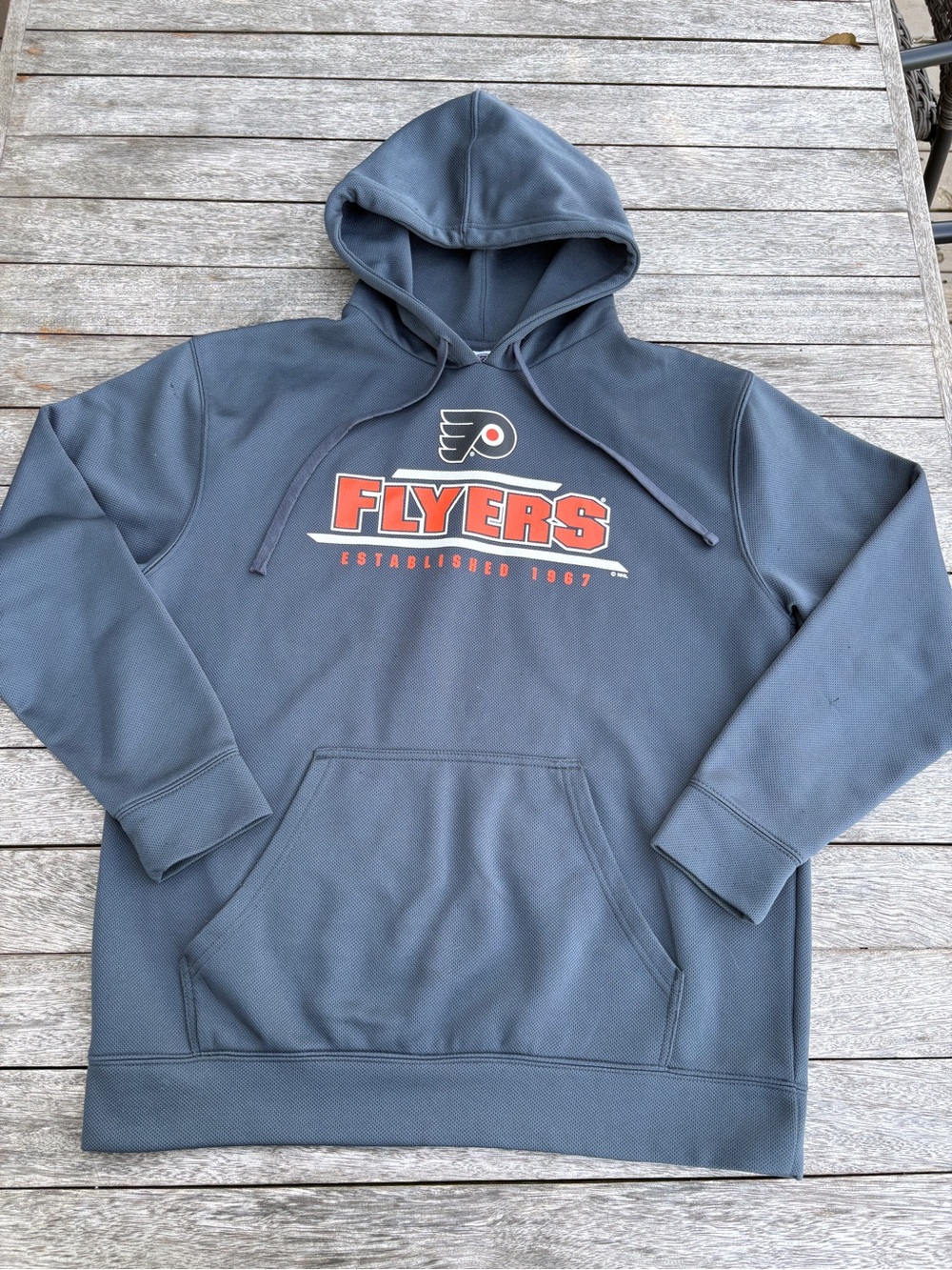 NHL Gray Flyers Pullover Hoodie with Orange Logo